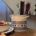 Floral Utensil Storage Basket with Divider Lid