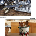 Floral Utensil Storage Basket with Divider Lid