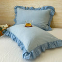 Striped Ruffled Lace Pillowcases in Multiple Colours